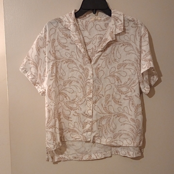 a.n.a Tops - Elegant Cream and Brown Patterned Women's Top